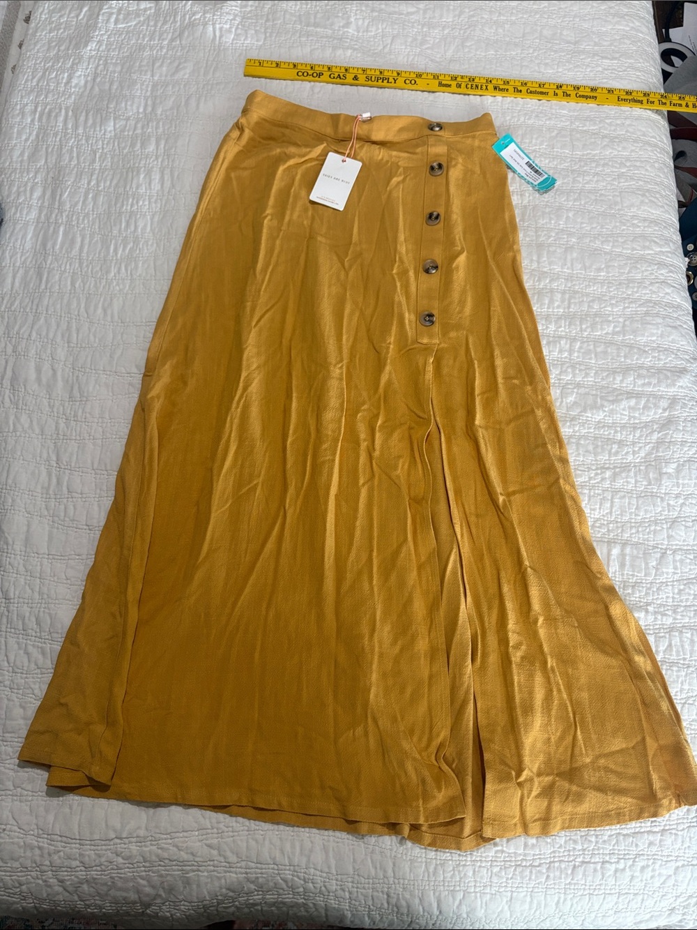 Skies Are Blue Mustard Button-Front Maxi Skirt